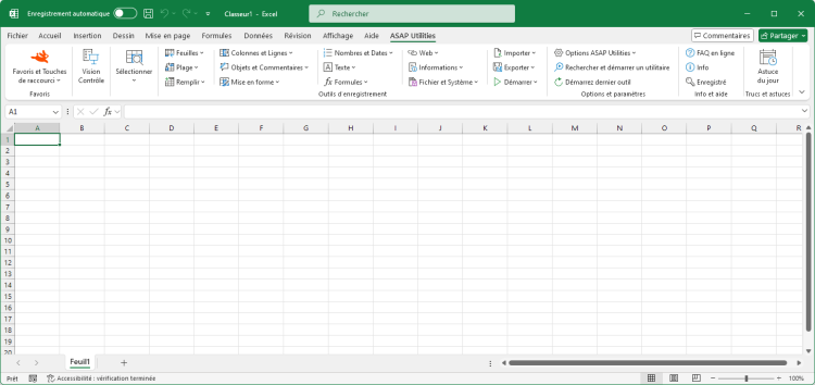 Excel avec ASAP Utilities dans son menu